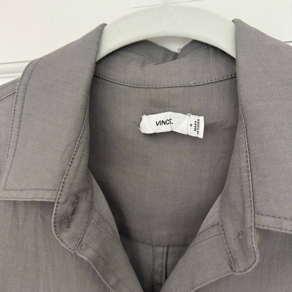 Vince Linen Blend Grey Romper Long sleeve / shorts romper size 4 - Picture 4 of 7